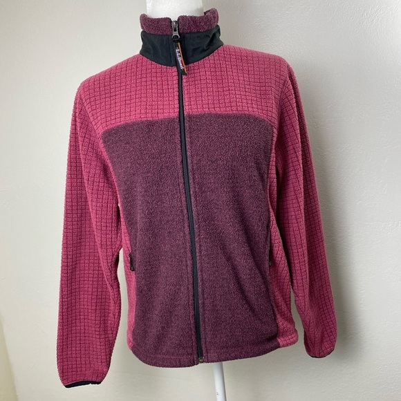 L.L. Bean Polartec Fleece Warm Full zip Dark pink Maroon FallWinter Jacket Small - Picture 1 of 15